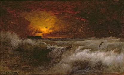 Solnedgang over havet, 1887