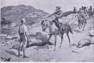 En galant gerning på marchen til Hoopstad, After Pretoria: The Guerilla War udgivet af Harmsworth Bros Limited 1901