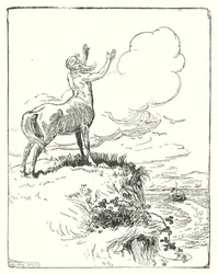 Jason og argonauterne: "Så gik han op til en klippe og bad for dem" (litho)