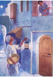 Den uvenlige nabo, fra The Bible Picture Book udgivet af Thomas Nelson, ca.1950