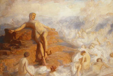 Prometheus trøstet af jordens ånder 