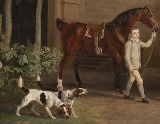 Detalje fra William Henry Cavendish Bentinck, 3. hertug af Portland foran Welbeck Abbey Riding Stables, 1766-7
