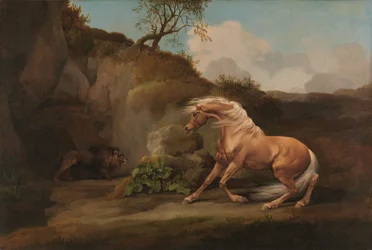 Hest skræmt af en løve