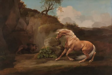 Hest skræmt af en løve, mellem 1762 og 1768.