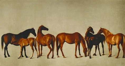 Hopper og føl (olie på lærred)