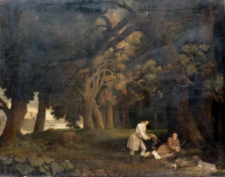 Shooting Forest Scene (olie på lærred)