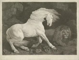 Hesten og løven, 1770 (mezzotint)