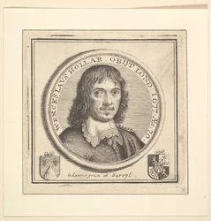 Buste of Hollar in a Circular Frame offentliggjort i Vertues, Description of the Works of the..., 1745.