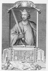 Edward I (1239-1307) Konge af England fra 1272, efter resterne af en statue, indgraveret af kunstneren (gravering)
