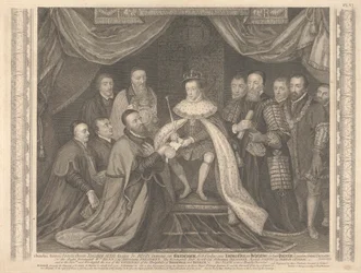 Kong Edward VI præsenterer Charter for Bridewell til Sir George Barnes