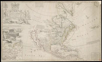 Kort over Nordamerika, ca. 1720 (kobberstik)