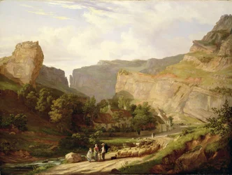 Udsigt over Cheddar Gorge (olie på lærred)