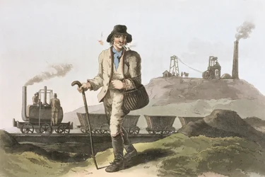 Blenkinsop lokomotiv på Middleton colliery nær Leeds, fra `Costume of Yorkshire