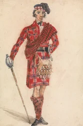 Skotte med Sværd; Moderne kjole af en Highland Chieftain
