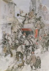 The Christmas Stagecoach (blyant, wc og kropsfarve)
