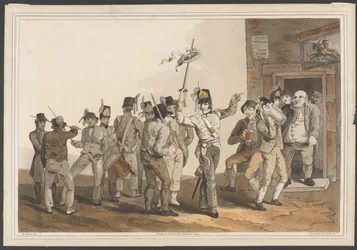 A Recruiting Sergeant of the 33rd Regiment of Foot, 1814 (farvet akvatint)