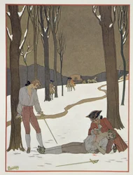 Duellen mellem Valmont og Danceny, illustration fra 