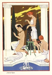 En slave hælder duftende olie på sin frues hår, det antikke Rom, 1928