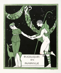 Bucoloques en Pamphylie, illustration fra Les Chansons de Bilitis, af Pierre Louys, pub. 1922 (stenciltryk)