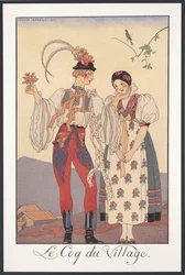 Falbalas and Fanfreluches, Almanak for 1922, Le coq du village, af George Barbier, tryk