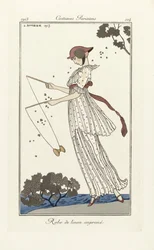Robe de Linon trykt, fra Costumes Parisien, pub.1913 (stenciltryk)