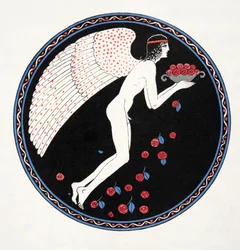 Roses in the Night, illustration fra Les Chansons de Bilitis, af Pierre Louys, pub. 1922 (stenciltryk)