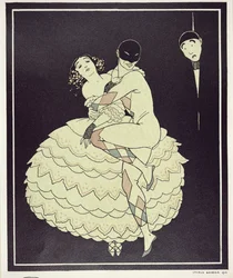Tamara Karsavina (1885-1978) som Columbine og Vaslav Nijinsky (1890-1950) som Harlekin i Fokines 