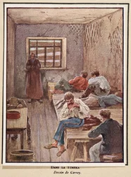 I Cheka; fra Histoire des Soviets, pub. 1922 (farvelitografi)