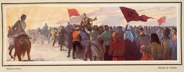 Revolution, fra Histoire des Soviets, pub. 1922 (farvelitografi)