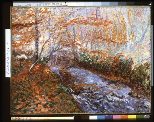 The Briante River (Skovinteriør i efteråret) (olie på lærred)