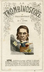 Emile LITTRE (1801-1881) - illustration fra "Le Trombinoscope", et satirisk politisk tidsskrift af Leon-Charles Bienvenu, kendt som Touchatout (1835-1910) monografi N. 18, Imprimerie Vallee, Paris