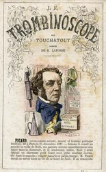 Ernest PICARD (1821-1877) - illustration fra "Le Trombinoscope", et satirisk politisk tidsskrift af Leon-Charles Bienvenu, kendt som Touchatout (1835-1910) monografi N. 23, Imprimerie Vallee, Paris, feb 1872
