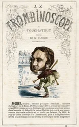 Eugene ROUHER (1814-1884) - illustration fra "Le Trombinoscope", et satirisk politisk tidsskrift af Leon-Charles Bienvenu, kendt som Touchatout (1835-1910) monografi N. 18, Imprimerie Vallee, Paris