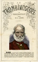 Louis-Auguste BLANQUI (1805-1881) - illustration fra "Le Trombinoscope", et satirisk politisk tidsskrift af Leon-Charles Bienvenu, kendt som Touchatout (1835-1910) , monografi. 27, Paris, marts 1872