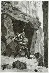 Kamp mellem Han af Island og Ordener - illustration fra Han af Island, 19. århundrede
