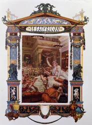 Frontispice af værket af Petrone (Petronio Arbitro) (Petronius Arbiter): The Satyricon (satiricon). Illustration af Georges-Antoine Rochegrosse (1859-1938) fra 1902. Milanese .