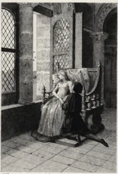 Illustration af Georges Antoine Rochegrosse (1859-1938) til "" The Burgraves"" (første del - scene III) historisk drama af Victor Hugo.