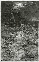 Montmartre Cemetery - illustration fra Napoléon le Petit, 1800-tallet (bw-gravering)