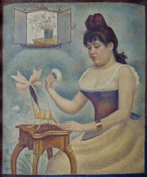Ung kvinde pudrer sig Ung kvinde pudrer sig selv, 1889-1890.