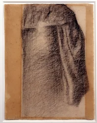 Studie af nederdel til en søndag på Grande Jatte Tegning af et sort kridt af Georges Seurat