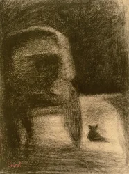 Vogn og hund, ca. 1882-84 (Conté farveblyant på papir)
