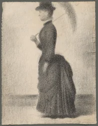 Kvinde går med parasol (studie til La Grande Jatte)