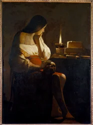 Magdalene med natlyset, vanitasmaleri af Georges de La Tour (1593-1652), 17. århundrede, H. 1,28 x 0,94 m