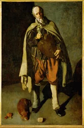 Spiller med hund (maleri på lærred)