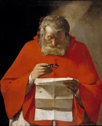Sankt Hieronymus læser et brev - Olie på lærred af Georges de La Tour (1593-1652), c1628-1629 - Museo del Prado, Madrid