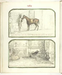 Uden titel [mand med hest og par slapper af ved bålet], 1868.