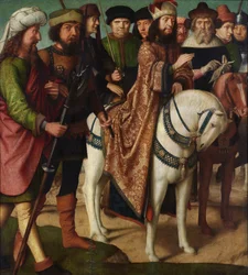 Romerske soldater og jødiske dommere (olie på panel)