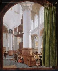 Hollandsk: Interieur van de Oude Kerk in Delft, 1654 Interiør af den gamle kirke i Delft
