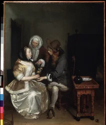 Et glas limonade (Et glas limonade). Maleri af Gerard Ter Borch den Yngre (1617-1681). Olie på lærred, 67 x 54 cm, ca. 1660. Hollandsk kunst, barokkunst. Eremitagemuseet, Sankt Petersborg.