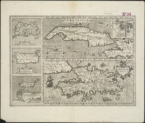 Cuba Insula ; Hispaniola Insula, graveret af Hendrik Hondius, 1633